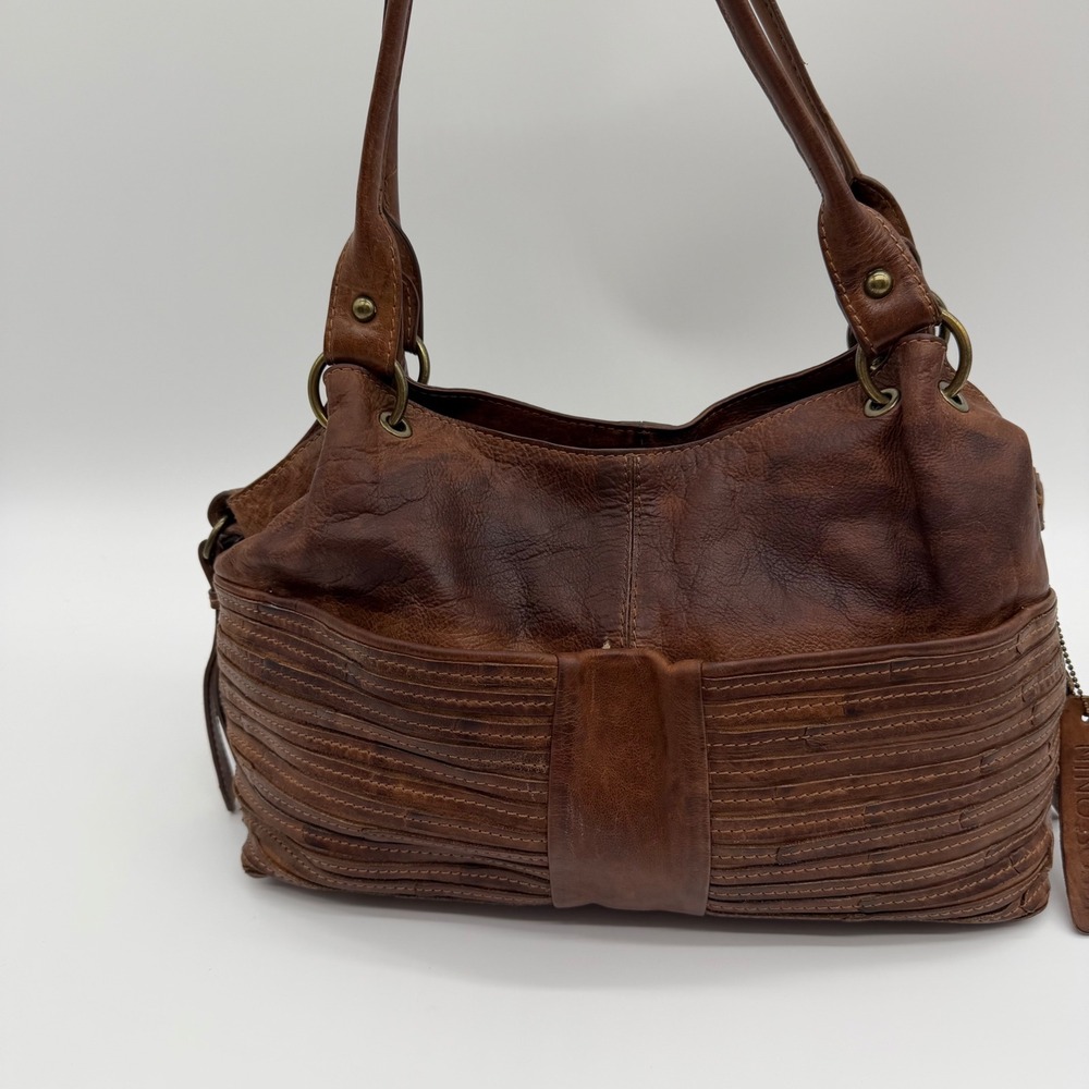 Nino Bossi Brown Genuine Leather Shoulder Bag Satchel Handbag Vintage Style